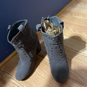 Gray  Chunky Booties with studs